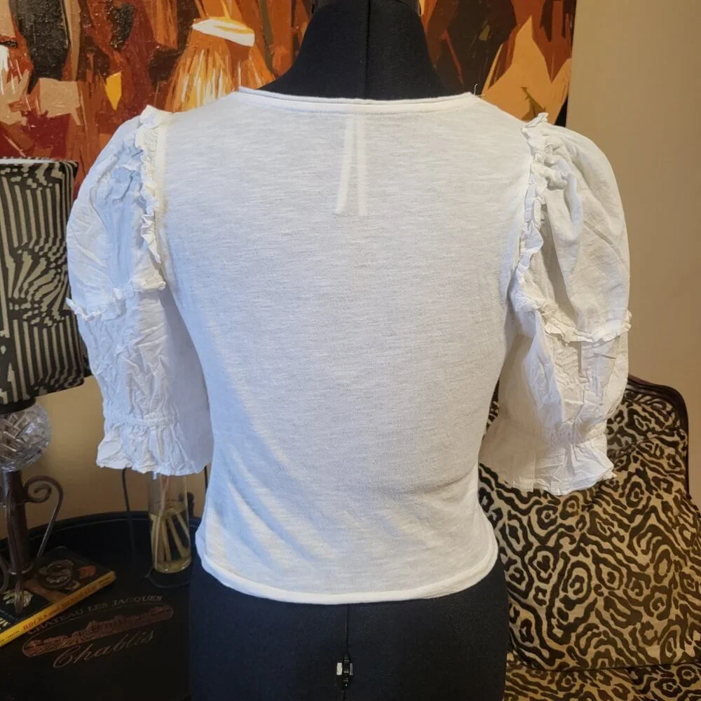 Anthropologie White Full Sleeve Top